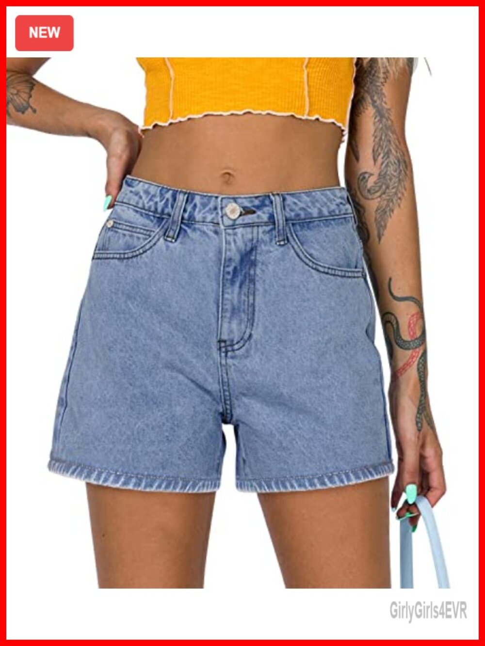 Women's High Waisted Stretchy Denim Jean Shorts Ripped Distressed Cutoff Raw Hem